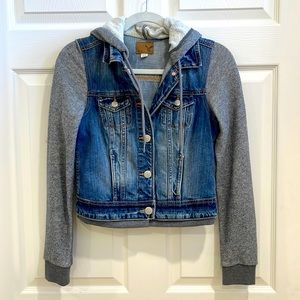 American Eagle knit sleeve denim Jacket, size XS
